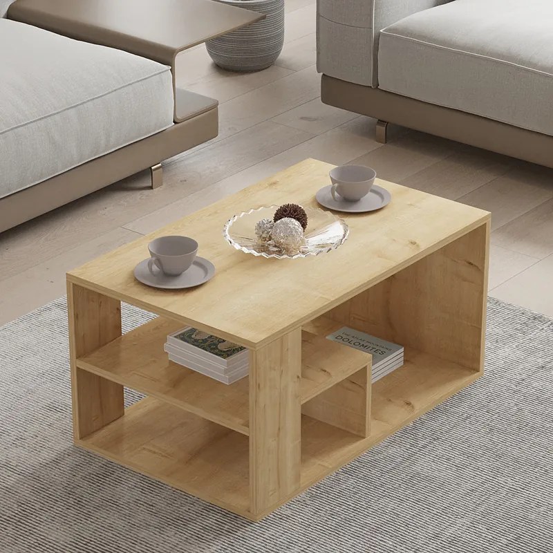 Τραπέζι σαλονιού Sobu pakoworld σε oak απόχρωση 80x50x40εκ (1 τεμάχια)