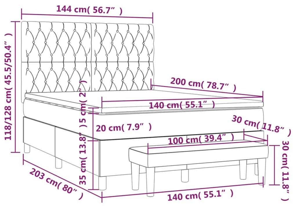 ΚΡΕΒΑΤΙ BOXSPRING ΜΕ ΣΤΡΩΜΑ TAUPE 140X200 ΕΚ. ΥΦΑΣΜΑΤΙΝΟ 3137401