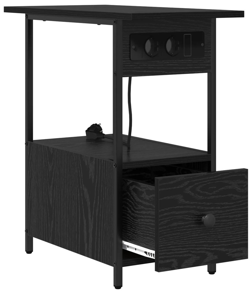 vidaXL Κομοδίνο Μαύρη δρυς 60 x 30 x 61 εκ Επεξεργασμένο ξύλο