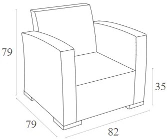 Πολυθρόνα Monaco White Πολυπροπυλενίου 82X79X79εκ.