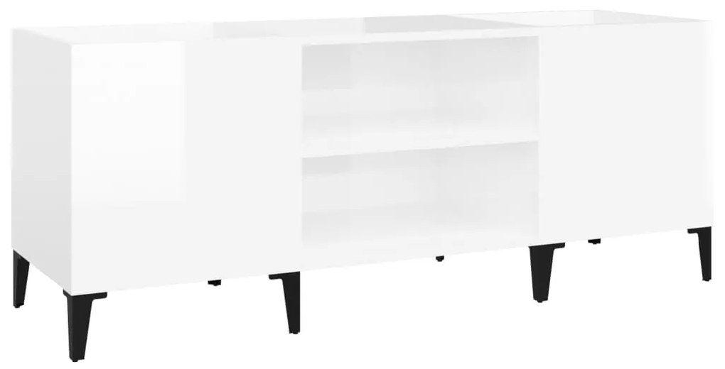 vidaXL Δισκοθήκη Γυαλιστερή Λευκή 121x38x48 εκ. από Επεξεργασμένο Ξύλο