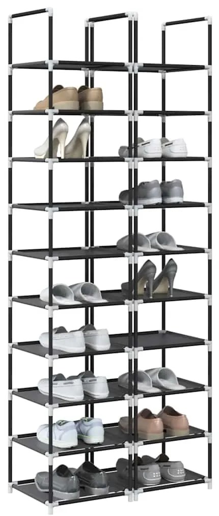 Ράφια παπουτσιών 2 τεμάχια 10 επιπέδων Μαύρο Μη υφασμένο ύφασμα