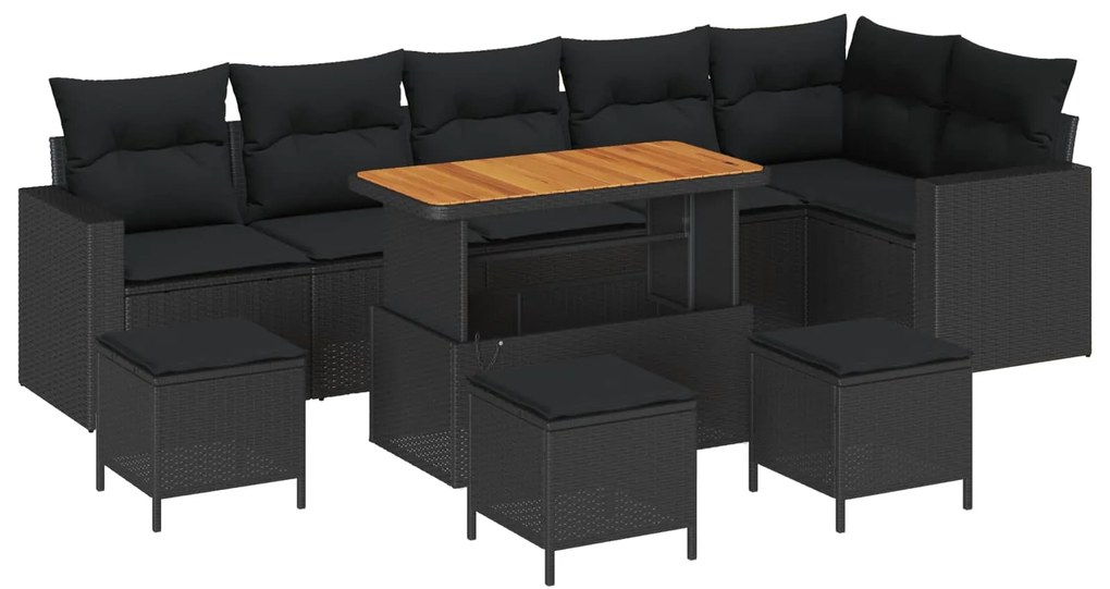 Σετ Καναπέ Κήπου 10 pcs Μαύρο συνθετικό ρατάν