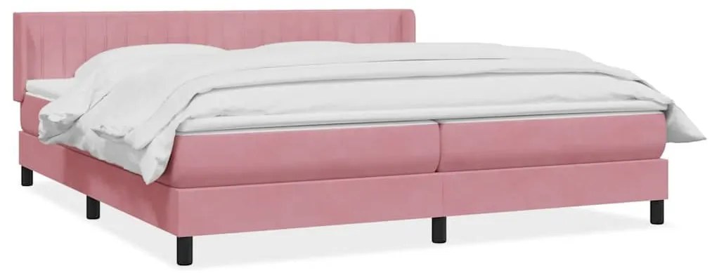 Box Spring κρεβάτι με στρώμα ροζ 200x220 cm Βελούδινο - Ροζ