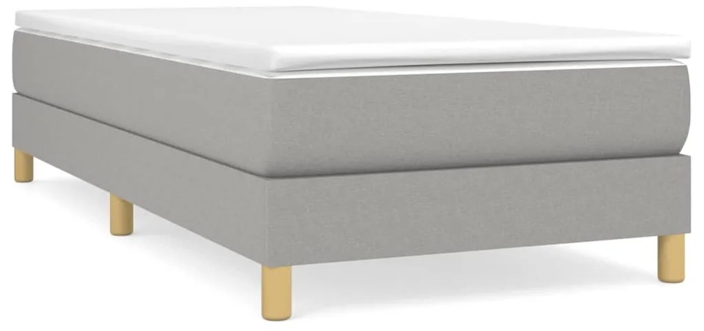 vidaXL Κρεβάτι Boxspring με Στρώμα Ανοιχτό Γκρι 90x200 εκ. Υφασμάτινο