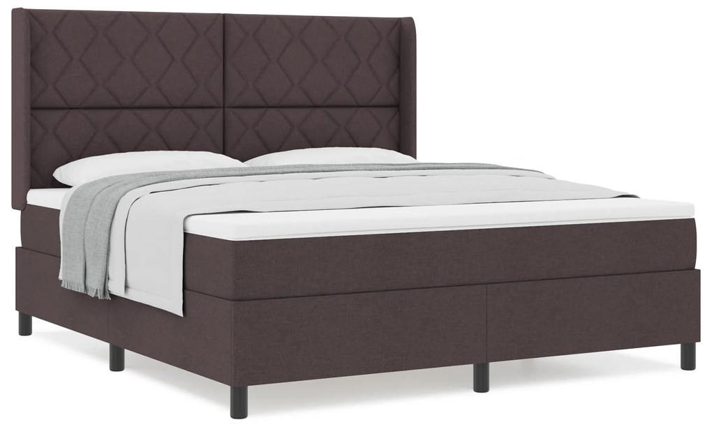 vidaXL Κρεβάτι με Στρώμα Dark Brown 180x200 εκ. Υφάσμα