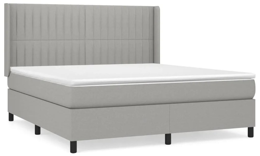 vidaXL Κρεβάτι Boxspring με Στρώμα Ανοιχτό Γκρι 180x200 εκ. Υφασμάτινο