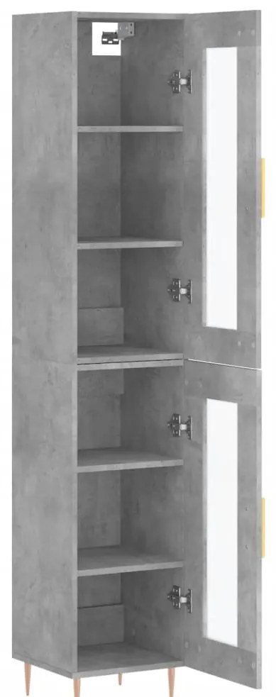 vidaXL Ντουλάπι Γκρι Σκυροδέματος 34,5x34x180 εκ. Επεξεργασμένο Ξύλο