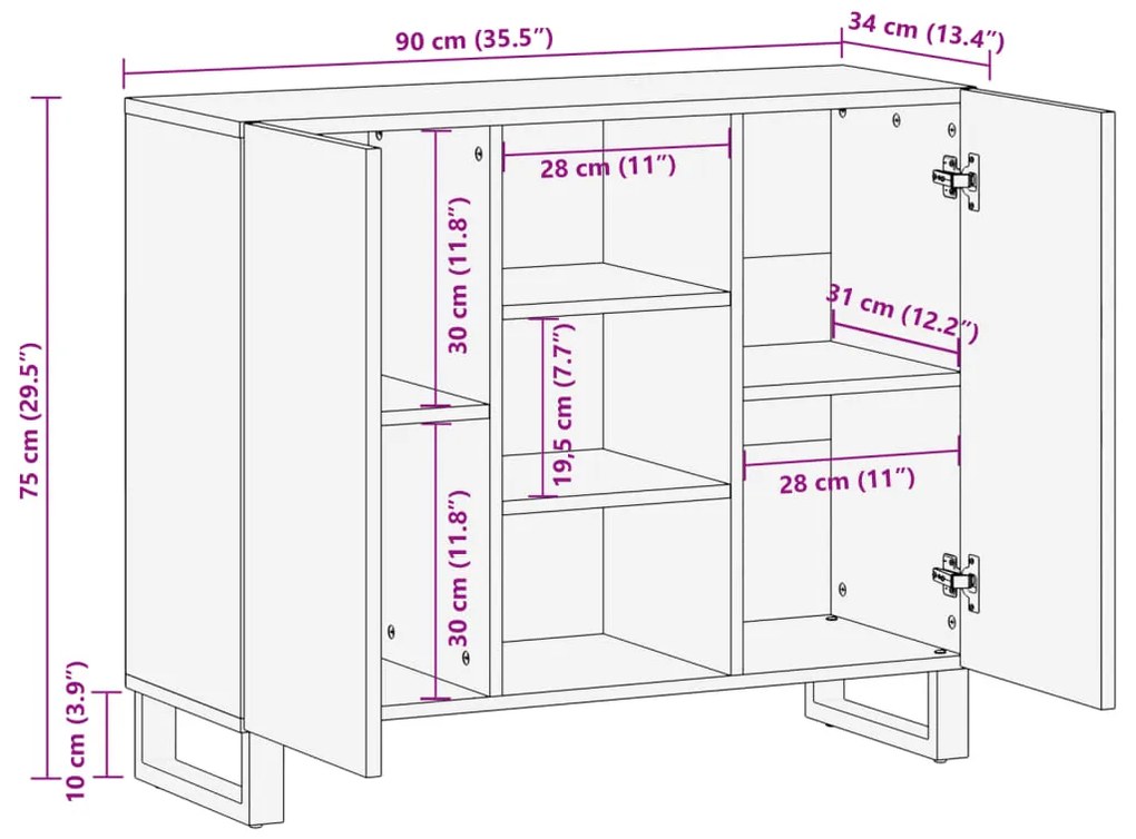 ΝΤΟΥΛΑΠΙ 90X34X75 ΕΚ. ΑΠΟ ΜΑΣΙΦ ΑΚΑΤΕΡΓΑΣΤΟ ΞΥΛΟ ΜΑΝΓΚΟ 377574