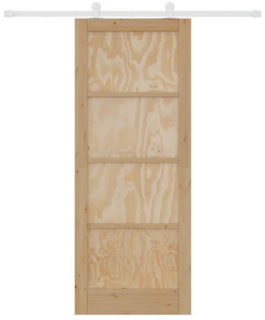 vidaXL Συρόμενη Πόρτα με Σετ Υλικών 83x211 cm Συμπαγές Ξύλο Πεύκου