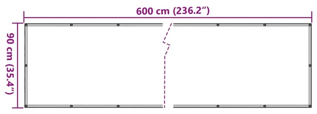 vidaXL Διαχωριστικό Βεράντας Ανθρακί 90 x 600 εκ. από Ύφασμα Oxford