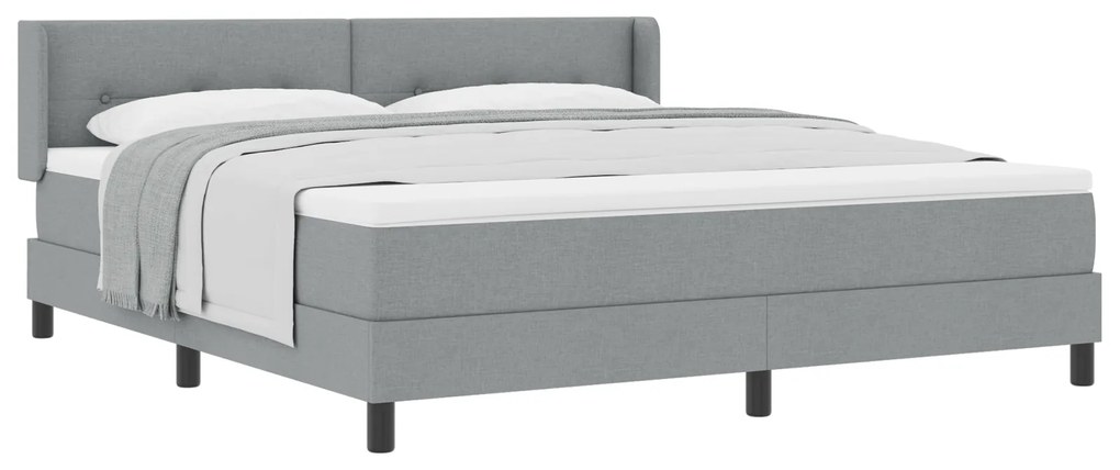 vidaXL Κρεβάτι Box Spring με Στρώμα - Ανοιχτό Γκρι, 180 x 200 εκ., Ύφασμα