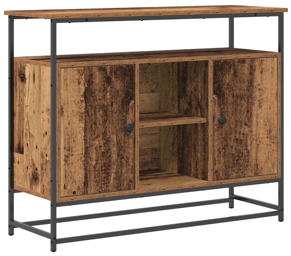 vidaXL Μπουφές Παλιού Ξύλου 100x35x80 εκ. Κατασκευασμένο από MDF και Ψηλό Μέταλλο