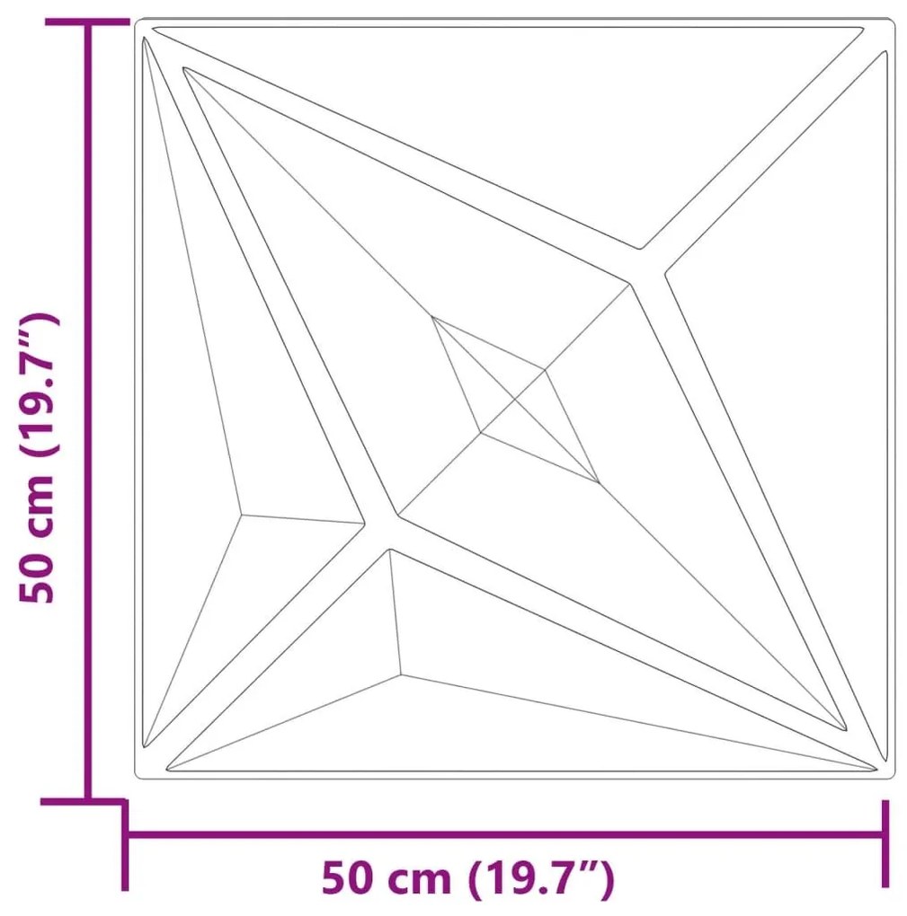 Πάνελ Τοίχου 12 τεμ. Τσιμέντο Σχέδιο Αστέρι 50x50 εκ. 3 μ² XPS - Γκρι