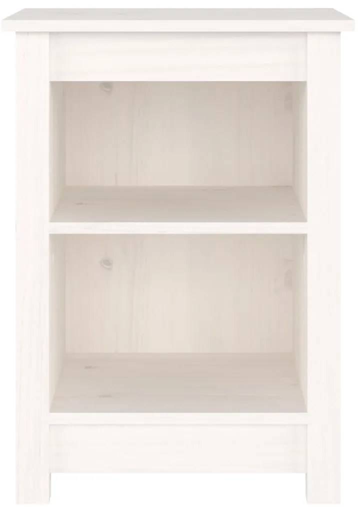 vidaXL Κομοδίνα 2 τεμ. Λευκά 40x35x55 εκ. από Μασίφ Ξύλο Πεύκου