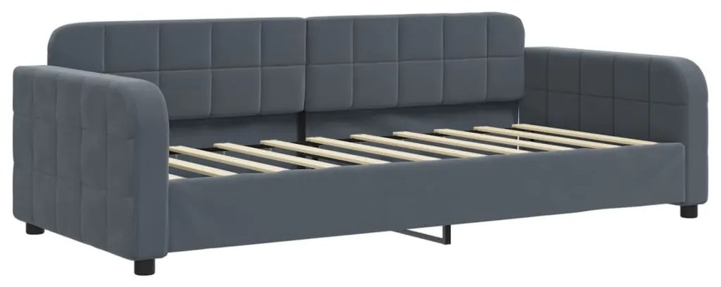 vidaXL Κρεβάτι ημέρας με στρώμα σκούρο γκρι 90x190 cm Βελούδο