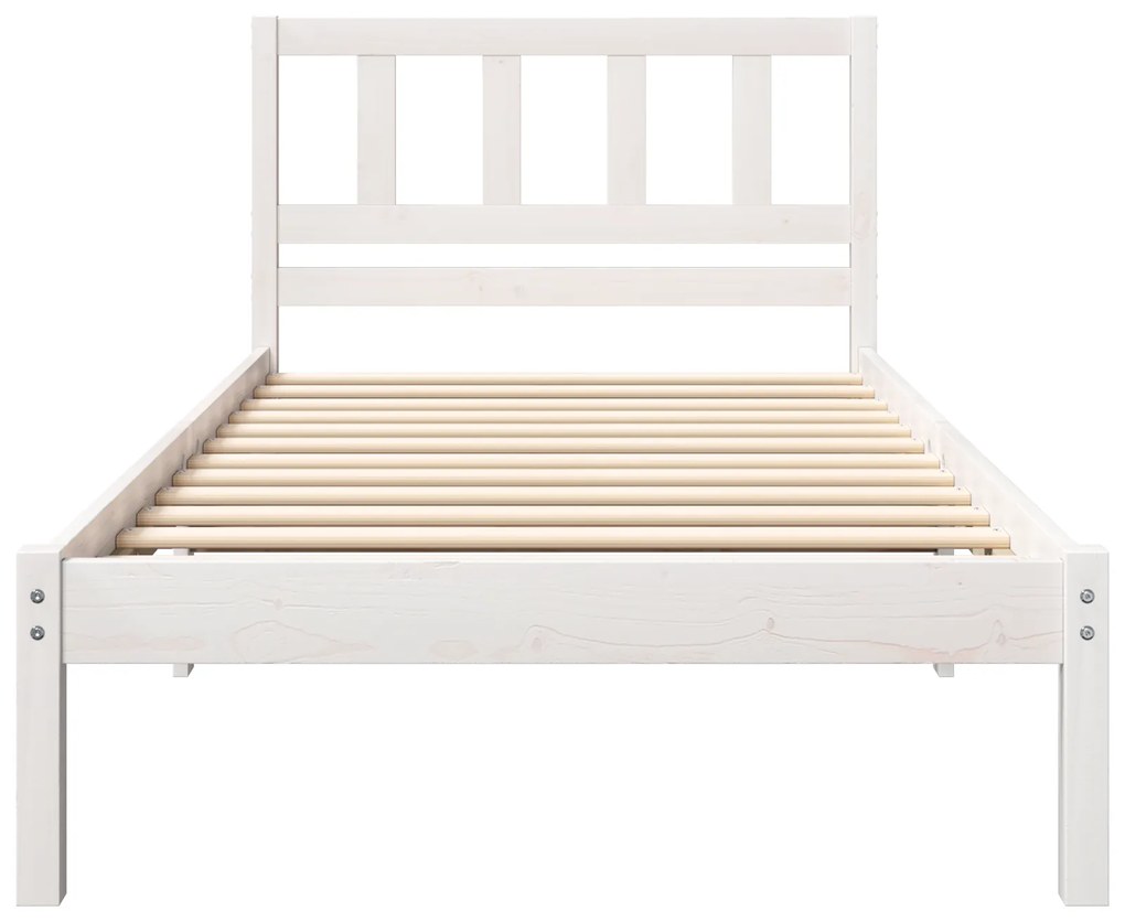 vidaXL Σκελετός Κρεβατιού Λευκό 90 x 190 cm Μασίφ ξύλο πεύκου
