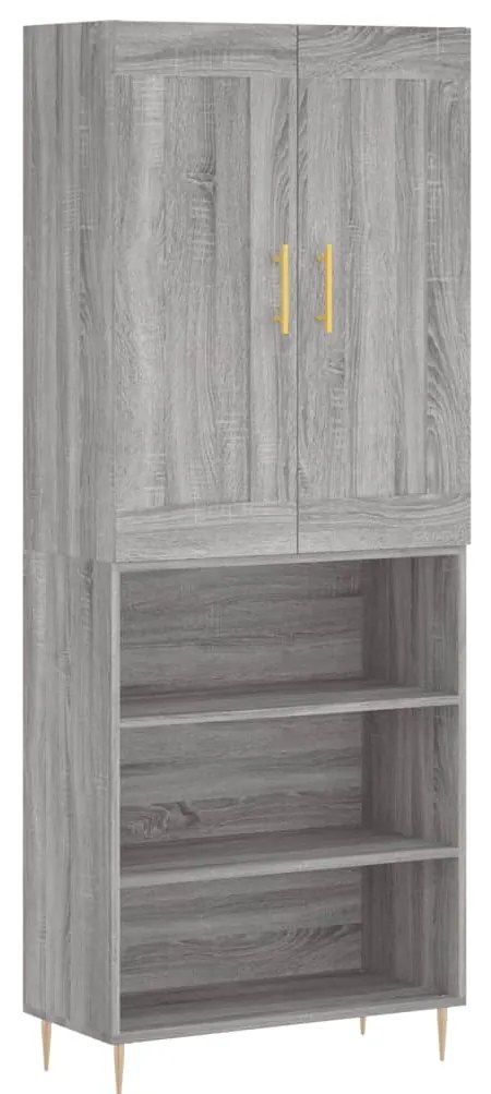 vidaXL Ντουλάπι Γκρι Sonoma 69,5 x 34 x 180 εκ. Επεξεργασμένο Ξύλο