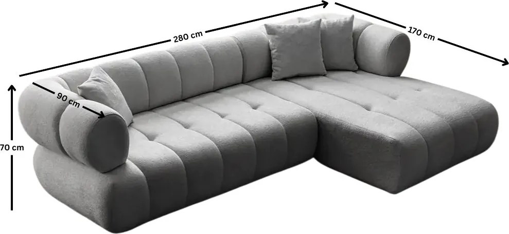 Corner Sofa Petra Right - Grey Grey