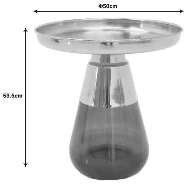 Βοηθητικά τραπέζια Kunlo Inart σετ 2τεμ χρυσό χρώμιο-μαύρο γυαλί 50x50x53.5 εκ.