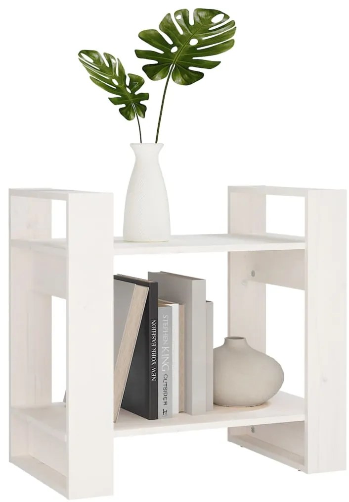 vidaXL Βιβλιοθήκη/Διαχωριστικό Χώρου Λευκό 60x35x57 εκ. Μασίφ Πεύκο