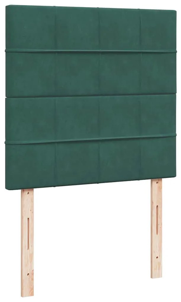 vidaXL Κρεβάτι Boxspring με Στρώμα Σκούρο Πράσινο 100x200εκ. Βελούδινο