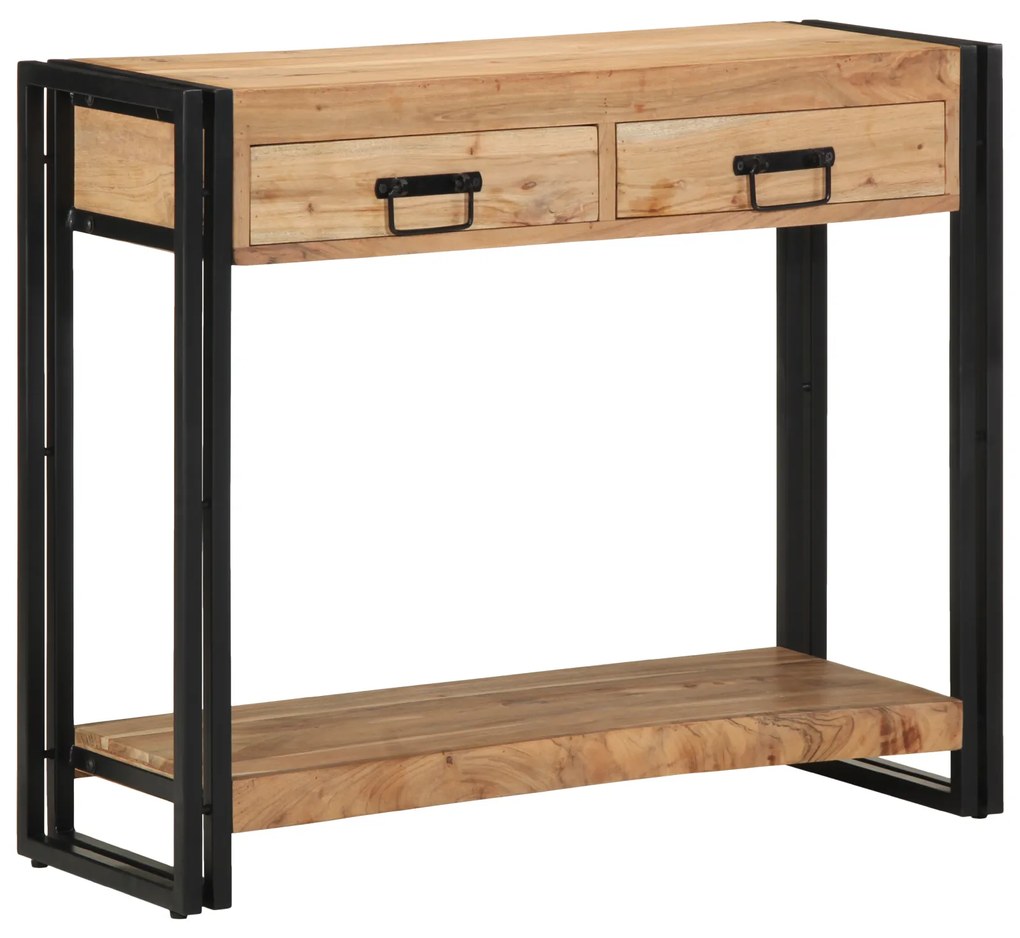 vidaXL Κονσόλα Μαύρη 90x33x75 εκ. Μασίφ ξύλο ακακίας και Μέταλλο