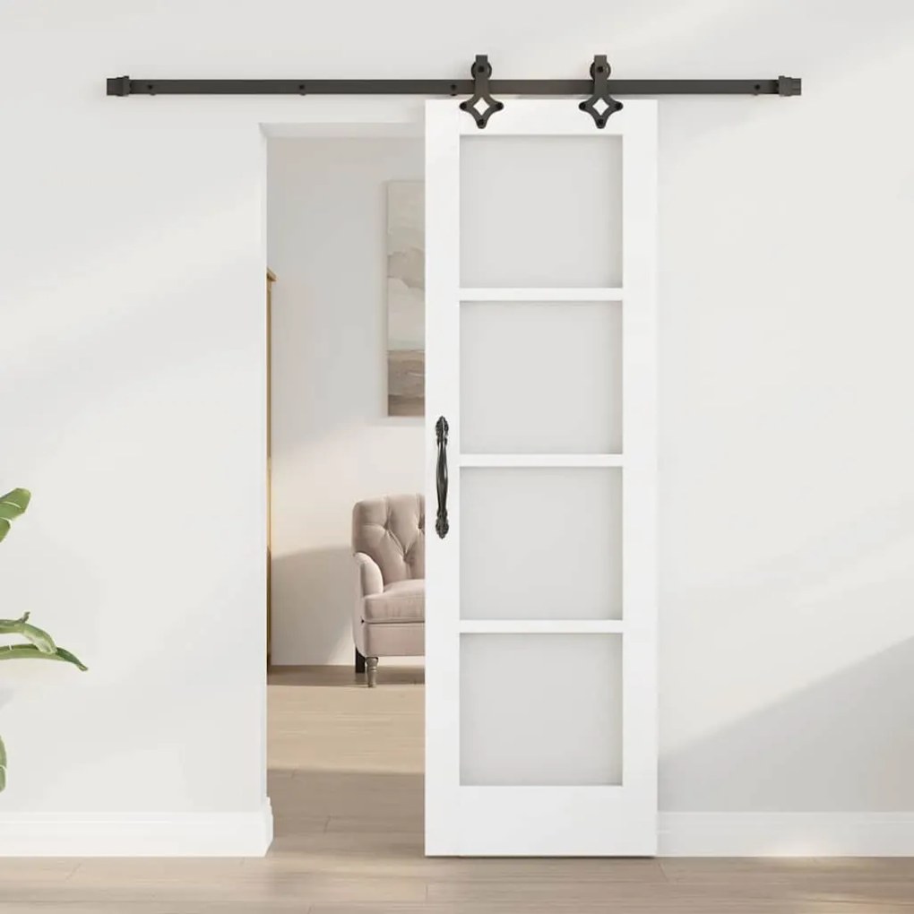 vidaXL Συρόμενη Πόρτα Λευκό 61 x 198.5 εκ. Ξύλο και μέταλλο
