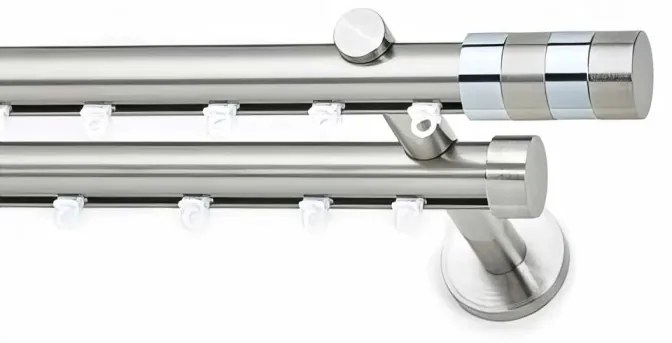 Μεταλλικός Σιδηρόδρομος Τοίχου διπλός Anartisi Aluminium Rail Collection ILIOS VICTORIA Ø25 σε χρώμα ΙΝΟΞ ΓΥΑΛΙΣΤΕΡΟ (INOX POLISHED) 360 εκ