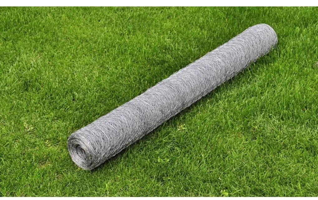 vidaXL Συρματόπλεγμα Εξάγωνο Ασημί 25x0,5 μ. από Γαλβανισμένο Χάλυβα