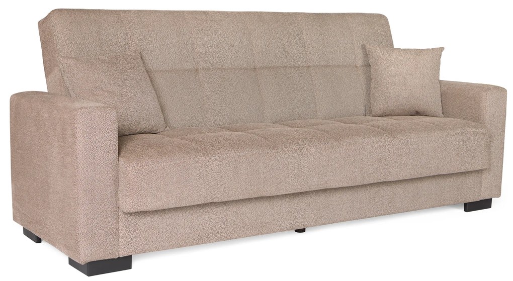 Καναπές-κρεβάτι Ferren με αποθηκευτικό χώρο τριθέσιος βαρέως τύπου μπεζ-καφέ ύφασμα 223x85x97