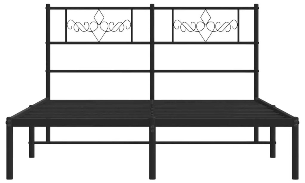 Πλαίσιο Κρεβατιού με Κεφαλάρι Μαύρο 120 x 190 εκ. Μεταλλικό - Μαύρο