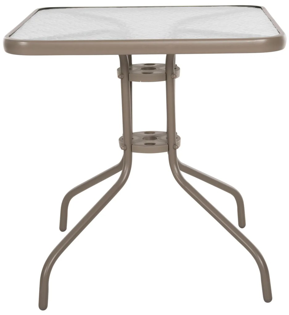 Τραπέζι FIGO Μεταλλικό Σαμπανί με Γυάλινη επιφάνεια 80x80x71Υεκ. 80x80x71 εκ.