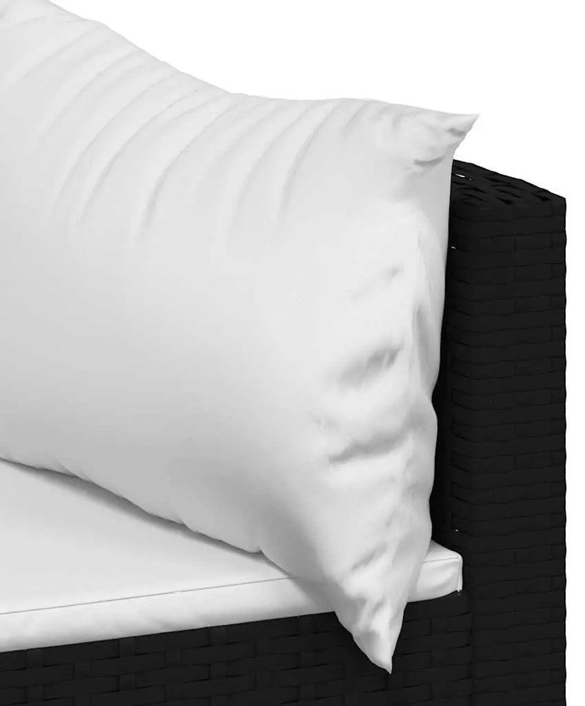 vidaXL Καναπέδες Κήπου Γωνιακοί με Μαξιλάρια 2 τεμ. Μαύρο Συνθ. Ρατάν