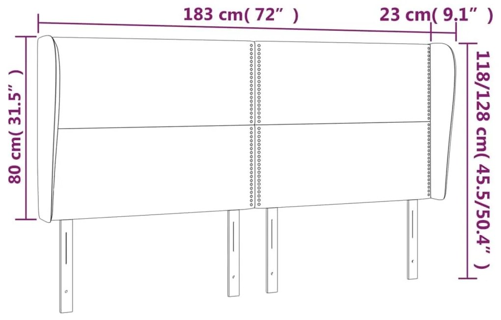 Κεφαλάρι με Πτερύγια Καπουτσίνο 183x23x118/128 εκ. Συνθ. Δέρμα - Καφέ