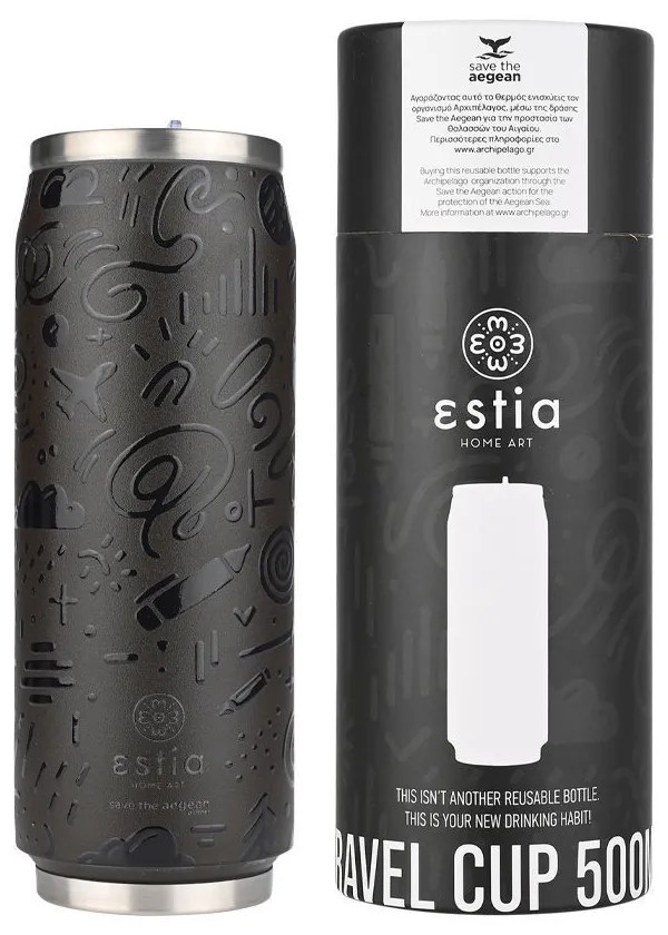 ESTIA ΘΕΡΜΟΣ TRAVEL CUP SAVE THE AEGEAN 500ml NOIR ECHO