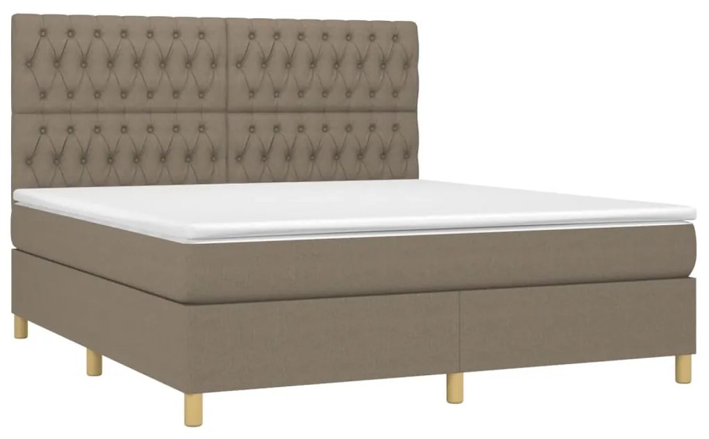 ΚΡΕΒΑΤΙ BOXSPRING ΜΕ ΣΤΡΩΜΑ &amp; LED TAUPE 180X200 ΕΚ. ΥΦΑΣΜΑΤΙΝΟ 3135697