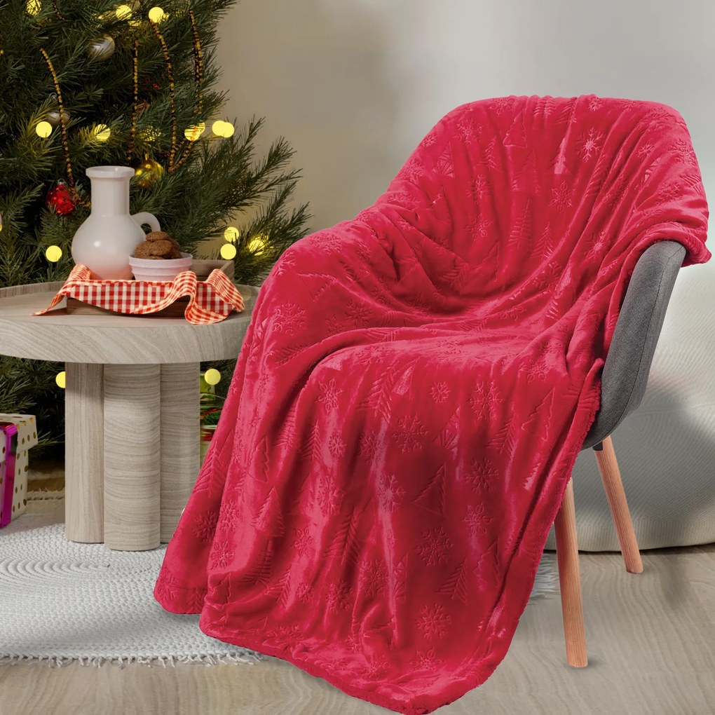 Χριστουγεννιάτικη Κουβέρτα Καναπέ Fleece 130x170εκ. Blankets 1375 Red Das Home