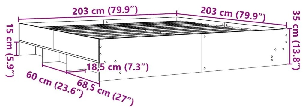 Πλαίσιο Κρεβατιού Χωρ. Στρώμα Καφέ Δρυς 200x200 εκ Επεξ. Ξύλο - Καφέ