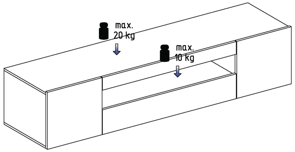 Ξύλινο Έπιπλο Τηλεόρασης PERUN Λευκό Μ200xΠ40xΥ45cm