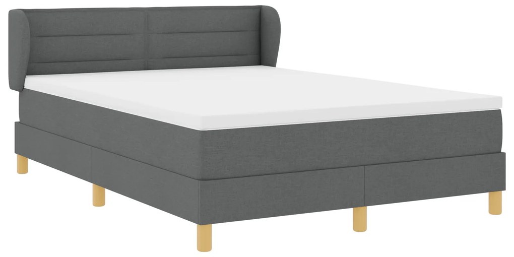 vidaXL Κρεβάτι με Στρώμα σε Σχάρα Σκούρο Γκρι 140x200 εκ. Υφάσματα