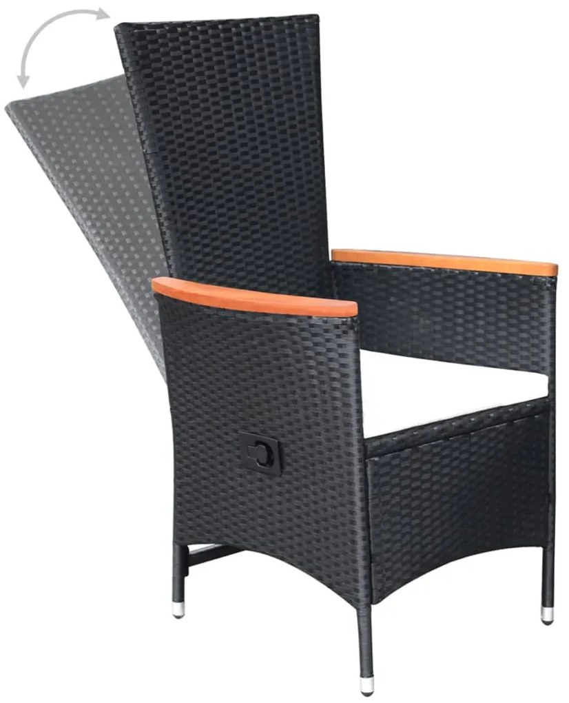 vidaXL Πολυθρόνες Κήπου Ανακλ/νες 2 τεμ. Μαύρες Συνθ. Ρατάν+Μαξιλάρια