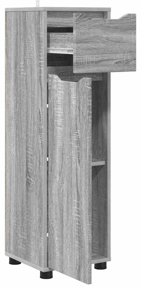 vidaXL Ντουλάπι Μπάνιου με συρτάρι Γκρίζο Σονομα 30,5 x 30 x 101 εκ