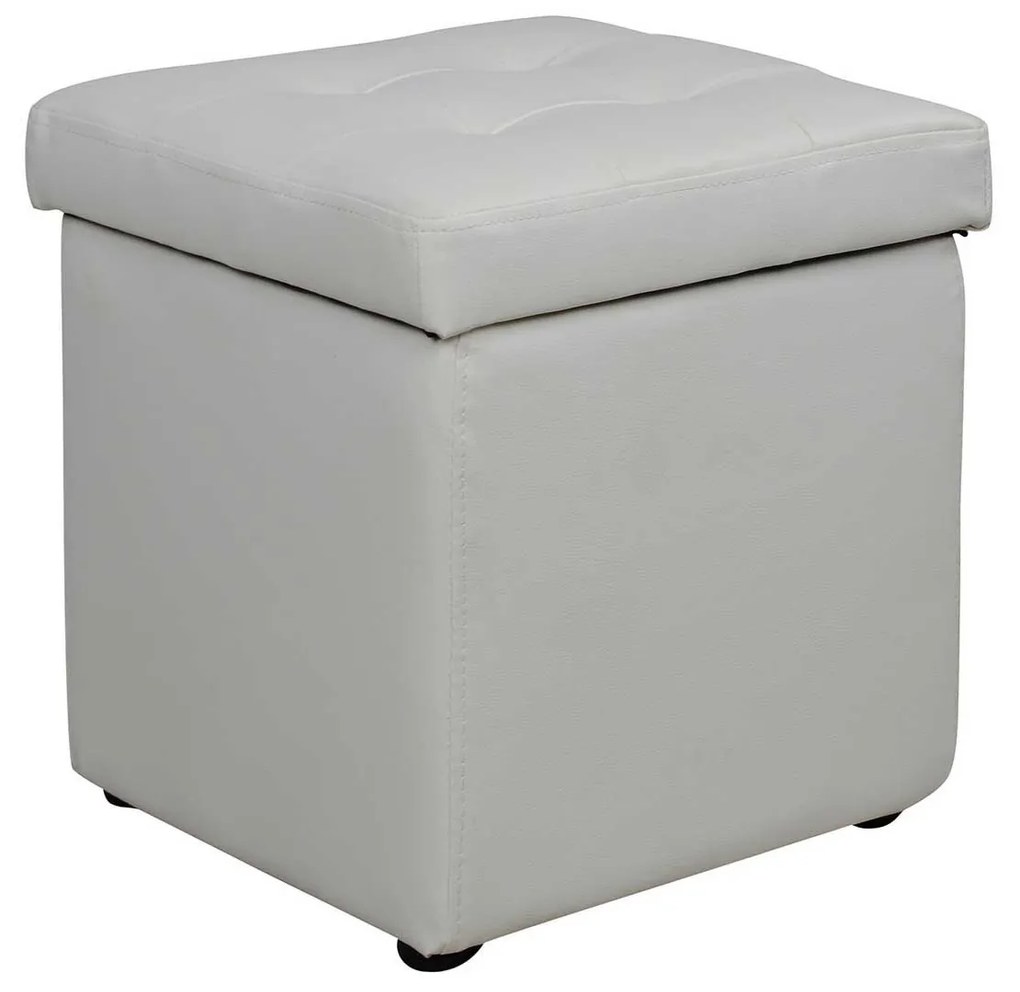 Σκαμπω Με Αποθηκευτικο Χωρο Pu Λευκο Cube Hm224.02 Τεχνόδερμα