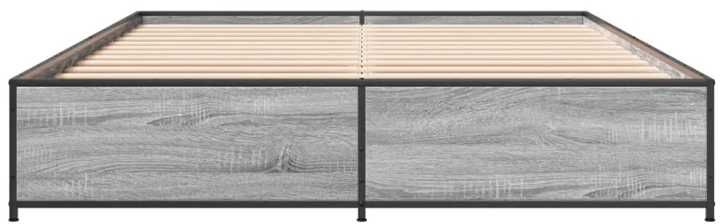 vidaXL Πλαίσιο Κρεβατιού Γκρι Sonoma 135x190 εκ. Επεξ. Ξύλο &amp; Μέταλλο