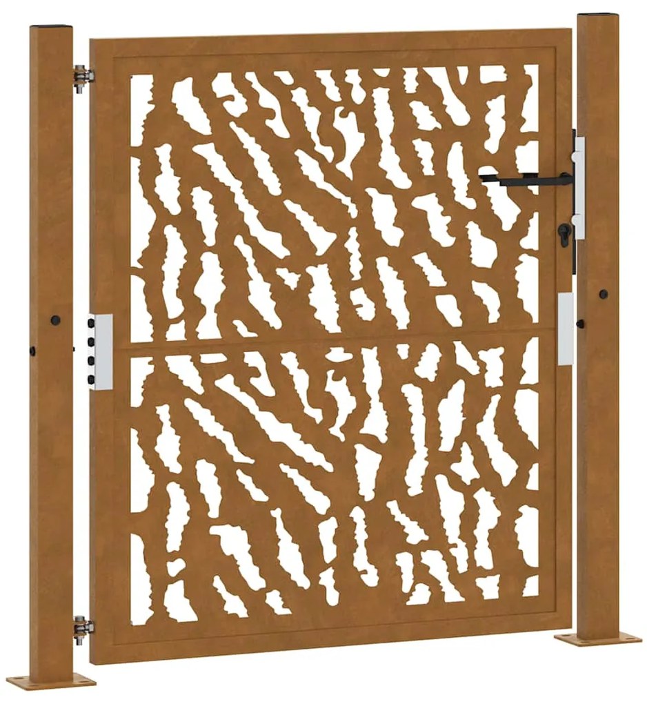 Πύλη κήπου 105x105 cm από διαβρωμένο χάλυβα με σχέδιο ίχνος - Καφέ