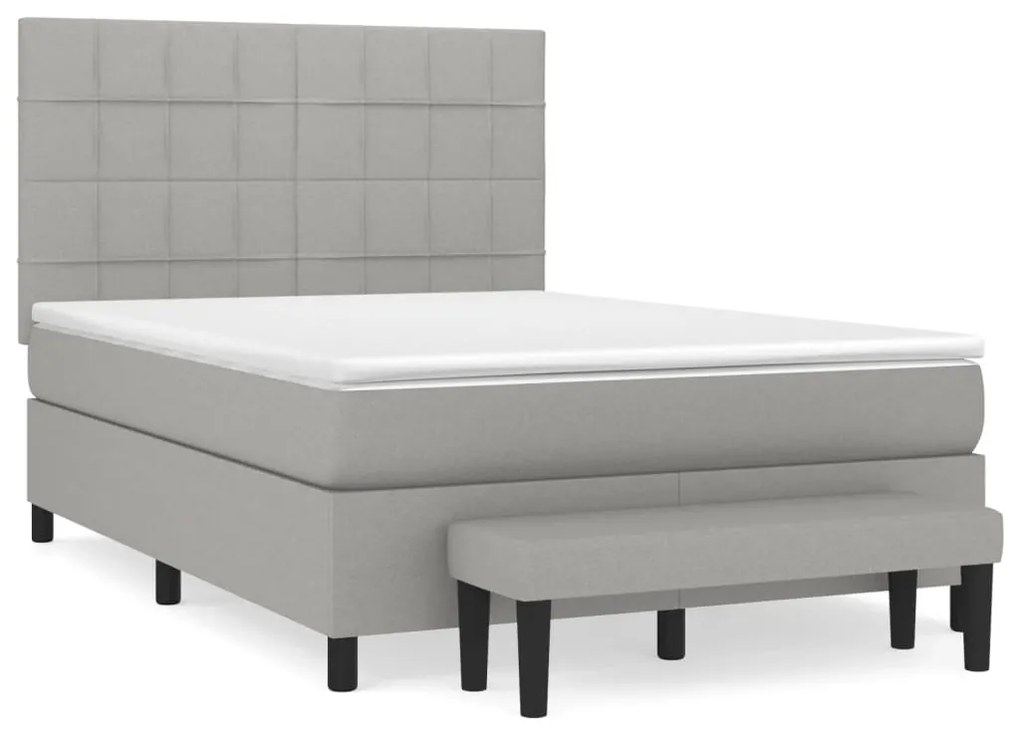 vidaXL Κρεβάτι Boxspring με Στρώμα Ανοιχτό Γκρι 140x200 εκ. Υφασμάτινο