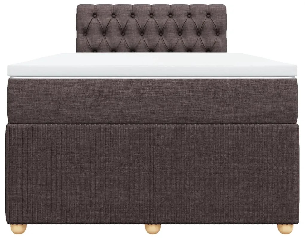 vidaXL Κρεβάτι Boxspring με Στρώμα Σκούρο Καφέ 120x190 εκ Υφασμάτινο