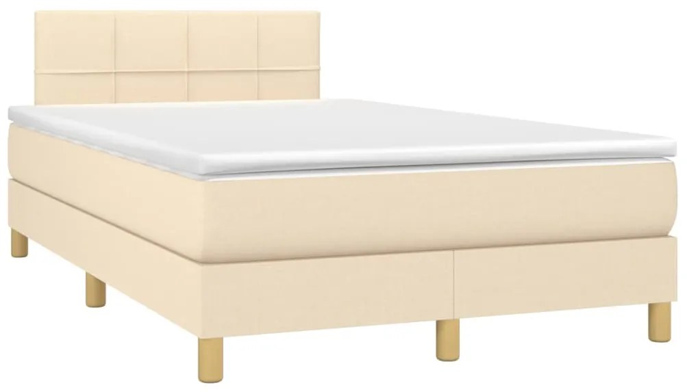 vidaXL Κρεβάτι Boxspring με Στρώμα Κρεμ 120x200 εκ. Υφασμάτινο