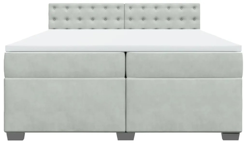 vidaXL Κρεβάτι Boxspring με Στρώμα Ανοιχτό Γκρι 200x200 εκ. Βελούδινο